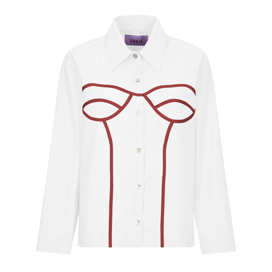 CAMICIA CORSET BIANCO/ROSSO