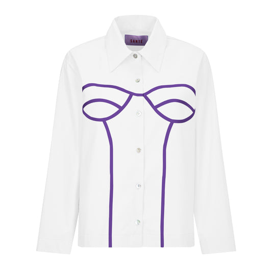 CAMICIA CORSET BIANCO/VIOLA